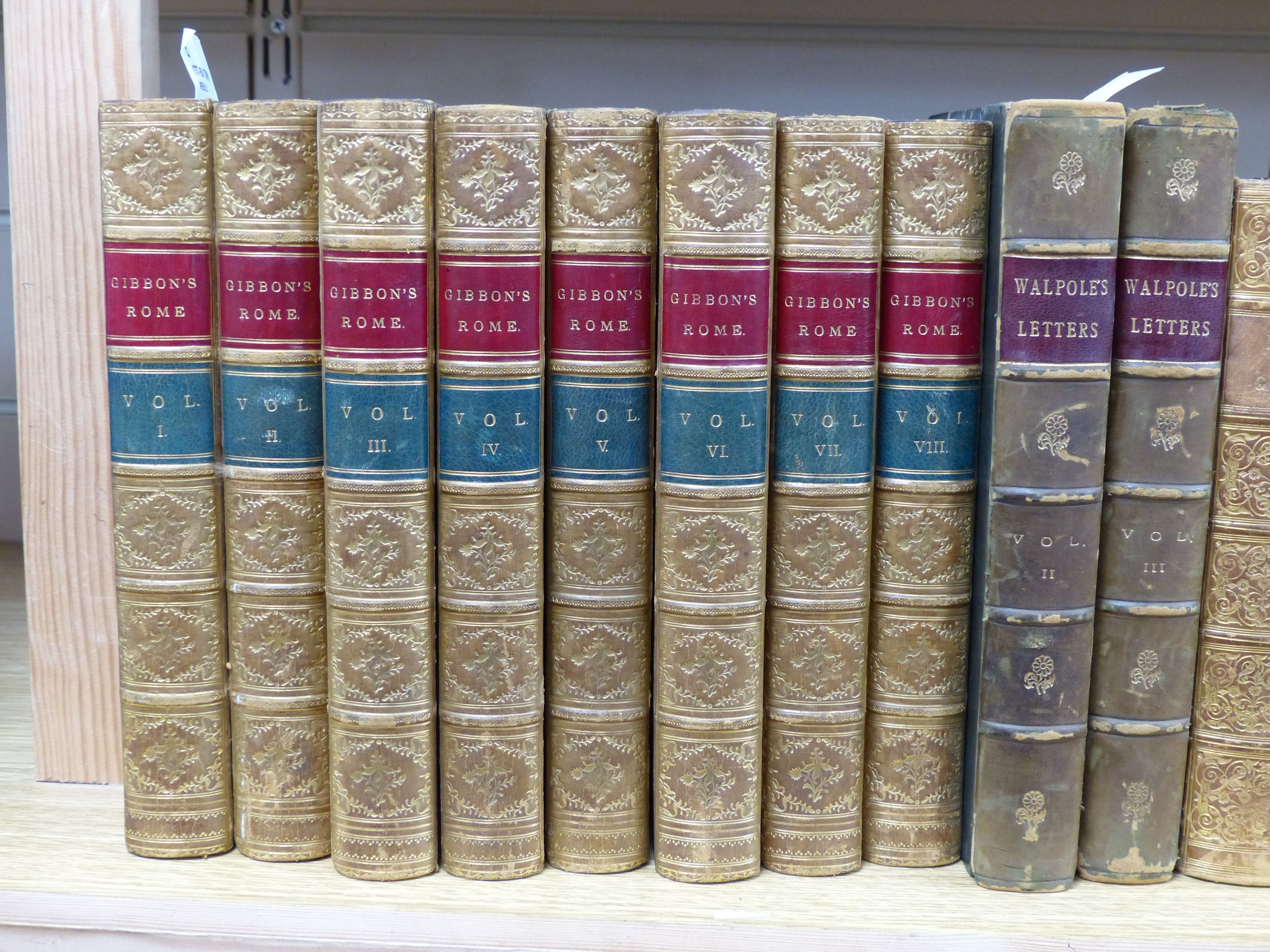 Bindings, including Gibbon, The History of the Decline and Fall of the Roman Empire, 8 vols, John Murray, 1881